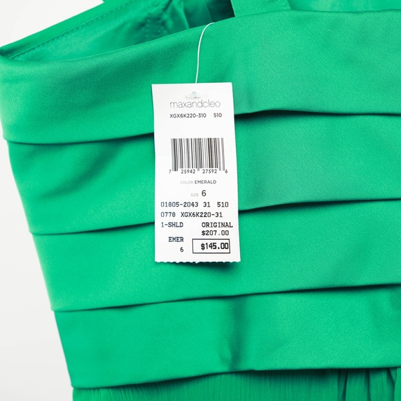 Emerald Green One-Shoulder Cocktail/Party Dress w/Ruffle Detail, Size 6, BN - Picture 6 of 7